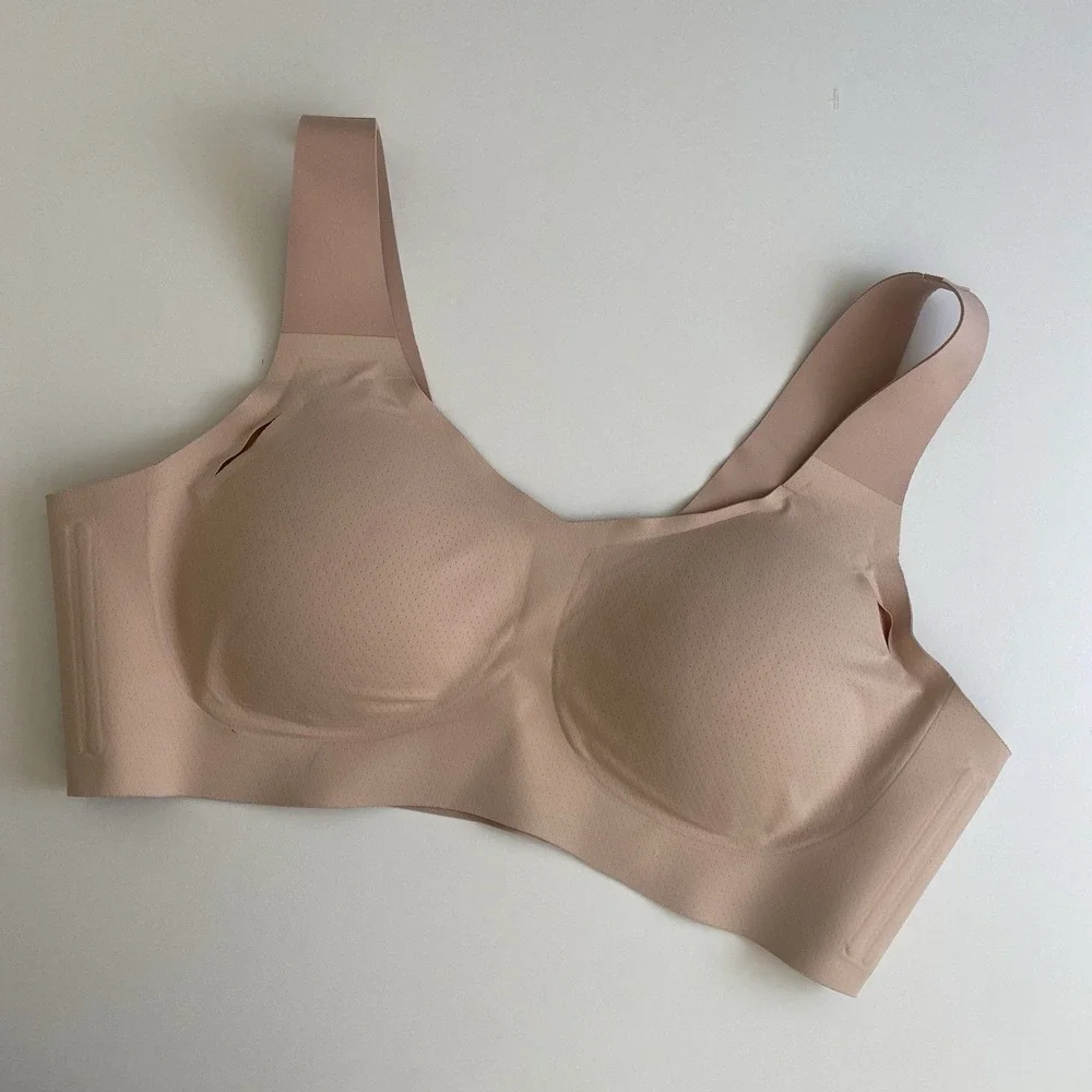 HONEYLOVE Size 1X Light Beige Full Figure Removable Cups Wireless‎ Pullover Bra